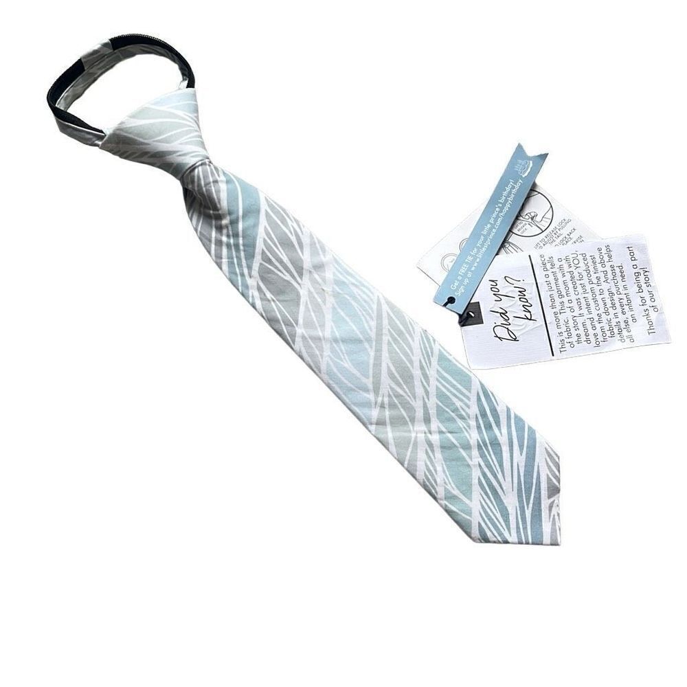 Littlest Prince Boys 2-5 Yr Blue Green Abstract‎ Stripe Tie Necktie NEW